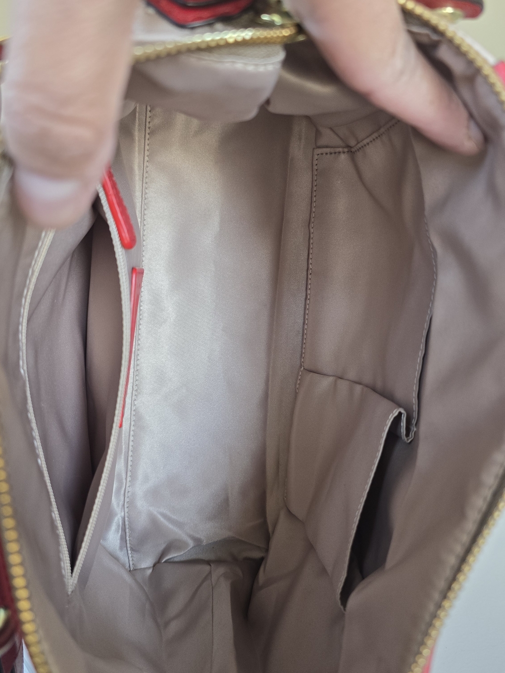 Coach Ashley Dotted Op Art Beige Red Carryall Satchel #F20027 - Picture 8 of 16